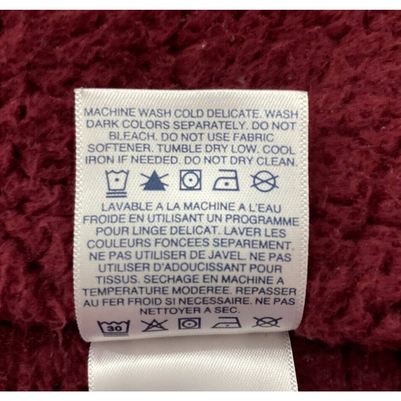 Lands End Size Large Burgundy Jacket Women Long Sleeve Full Zip Fleece Mock Neck - Picture 7 of 7